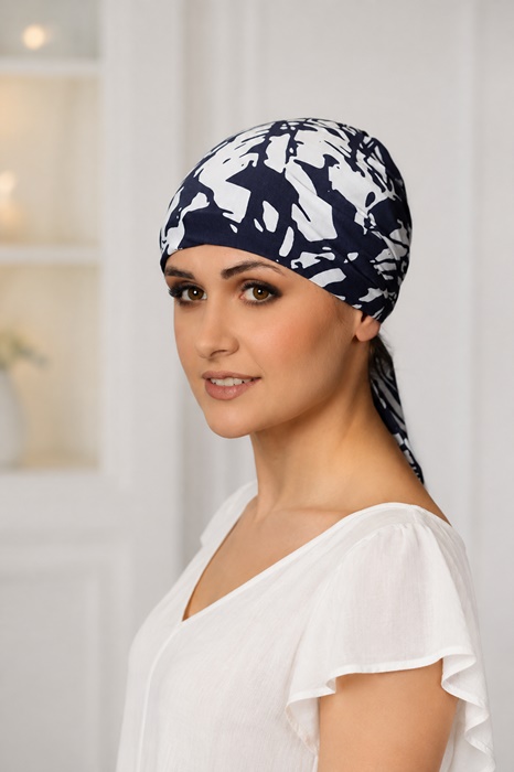 Bambusowa Chustka Maja mini granatowo biała - obrazek 2