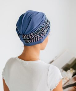 niebieski turban ela wygodny bambusowy dla amazonek