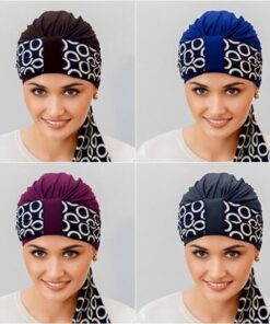 szarfa nell granatowa w białe okręgi