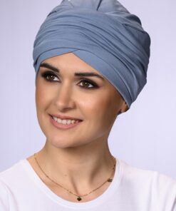 szaro niebieski turban na głowę dla amazonek