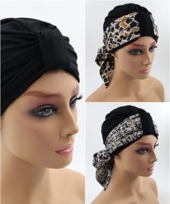 zestaw turban plus 2 szarfy czarny