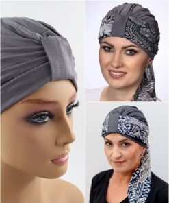 zestaw turban plus 2 szarfy grafitowy