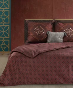 Pościel satynowa bordowa - Eurofirany Terra Collection - satyna bawełniana - bordowa