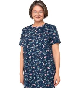 granatowa koszula nocna bogna z rozpinaną górą