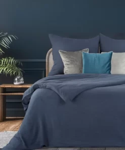 Alternative view of Granatowa Pościel w paski - Eurofirany Terra Collection - pościel w subtelne prążki