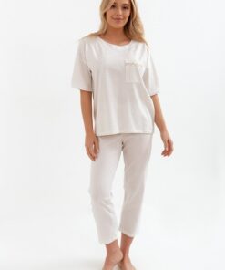 jasna piżama damska krótki rękaw paski 233