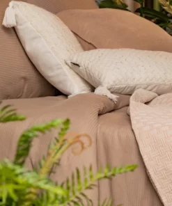 Alternative view of Kawowa Pościel Eurofirany Terra Collection - brązowa pościel w delikatne paski - prążki