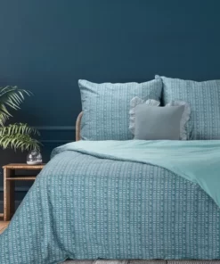 Pościel Eurofirany Terra Collection - niebieska pościel w geometryczny wzór