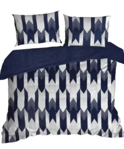 Alternative view of Biało granatowa Polska Pościel Terra Collection - satyna bawełniana