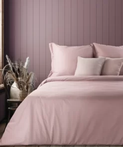 Gładka Pościel Eurofirany bawełniana różowa - Terra Collection - wrzosowa