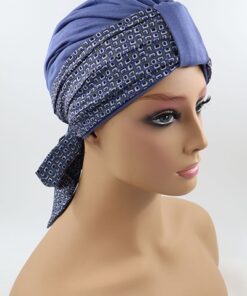 niebieska szarfa do turbanu