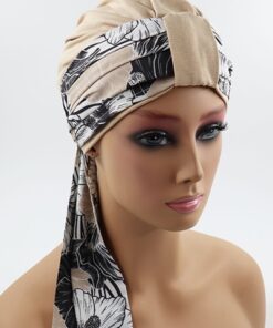 beżowa szarfa do turbanu