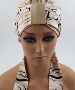 szarfa beżowa w pasy