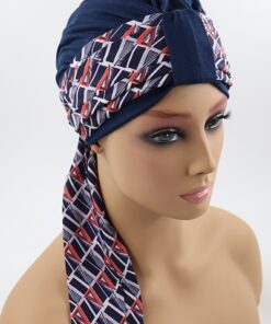 szarfa w granatowy wzór