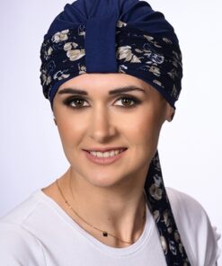 szarfa czarna w beżowe kwiaty