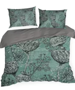 Alternative view of Pościel Eurofirany Premium miętowa w roślinny wzór