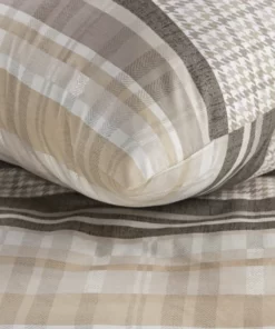 Alternative view of Eurofirany - Pościel w beżowo brązową kratkę - 100% bawełna