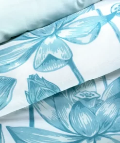 Alternative view of Biała Pościel w niebieskie liście - Eurofirany Classic - 100% bawełniana pościel