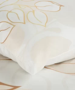 Alternative view of Pościel Eurofirany z satyny bawełnianej - biała pościel w złote listki