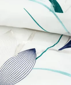 Alternative view of Pościel Eurofirany Premium - satyna bawełniana - pościel biała w szaro miętowy haft