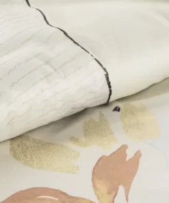 Alternative view of Pościel Premium - bawełna satynowa - biało beżowa w kwiaty