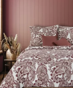Pościel Eurofirany - 100% bawełna - Terra Collection - bordowa pościel we wzór paisley