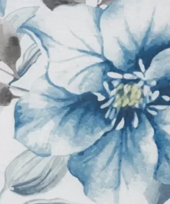 Alternative view of Pościel Eurofirany - Classic Satin - satyna bawełniana - biała pościel w kwiaty niebieskie