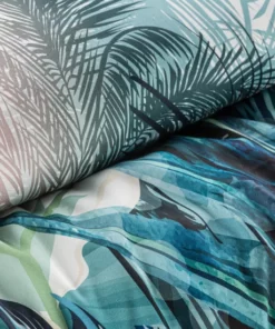 Alternative view of Biało miętowa Pościel Eurofirany Premium - z makosatyny bawełnianej w liście