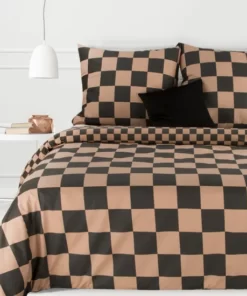 Pościel Eurofirany brązowa - 100% bawełna - brąz w szachownicę
