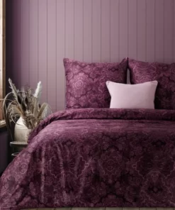 fioletowa pościel satyna bawełniana śliwkowa