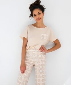 elegancka jasna piżama beż damska sensis genesis