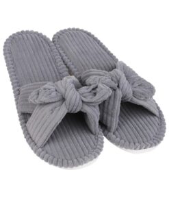 wygodne kapcie damskie szare z supełkiem eleganckie