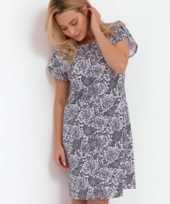 granatowa koszula nocna w kwiaty 240