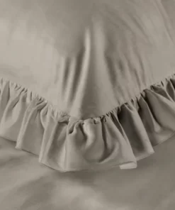 Alternative view of Pościel satynowa Premium - gładka pościel z falbanami cappucino