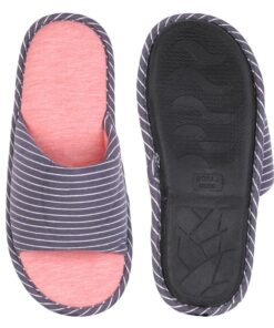 kapcie damskie granatowo różowe w paseczki