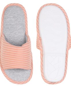 kapcie damskie morelowe w paski