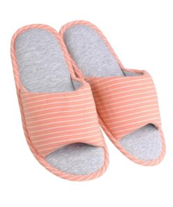 kapcie damskie szaro różowe w paski