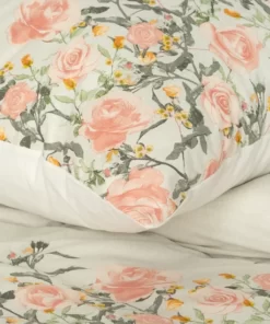 Alternative view of Pościel w kwiaty bawełniana Classic - kremowa pościel w różowo szare róże