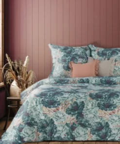 Pościel Eurofirany - Terra Collection - satyna bawełniana - morska pościel w kwiaty