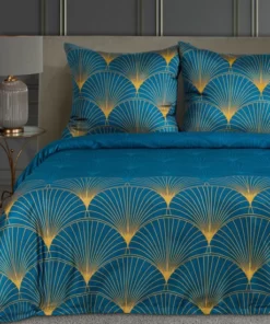 niebieska pościel satyna bawełniana