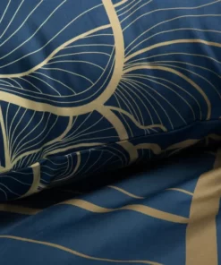 Alternative view of Granatowo złota Pościel Premium z hiszpańskiej satyny bawełnianej
