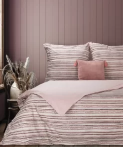 Różowa Pościel w paski - Eurofirany 100% bawełniana - Terra Collection