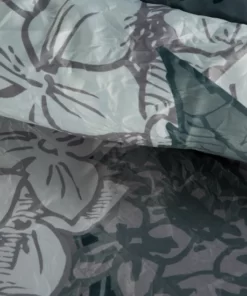 Alternative view of Szara Pościel - bawełna kreszowana w kwiaty - bez prasowania