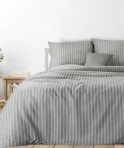 Szara Pościel w paski - Premium - elegancki komplet szarej pościeli