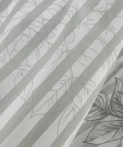 Alternative view of Pościel bawełniana Eurofirany - szara pościel bawełniana w pasy i kwiaty