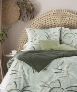 zielona pościel w listki