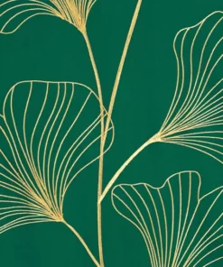 Alternative view of Pościel satynowa ze złotym haftem w liście - Premium - pościel zielona