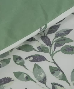 Alternative view of Pościel biała w zielone listki - łatwa w prasowaniu