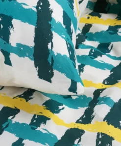 Alternative view of Pościel bawełniana w biało niebiesko żółtą kratkę