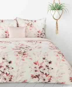 Pościel Eurofirany - biało różowa w kwiaty - pościel z mikrowłókna